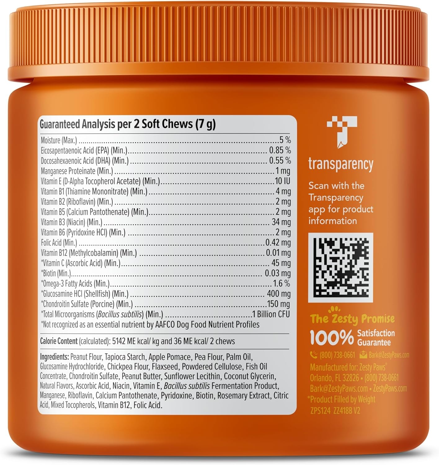 Zesty Paws Multivitamin Treats for Dogs - Glucosamine Chondroitin for Joint Support + Digestive Enzymes & Probiotics - Grain Free Vitamin for Skin & Coat + Immune Health - Peanut Butter Flavor - 90Ct