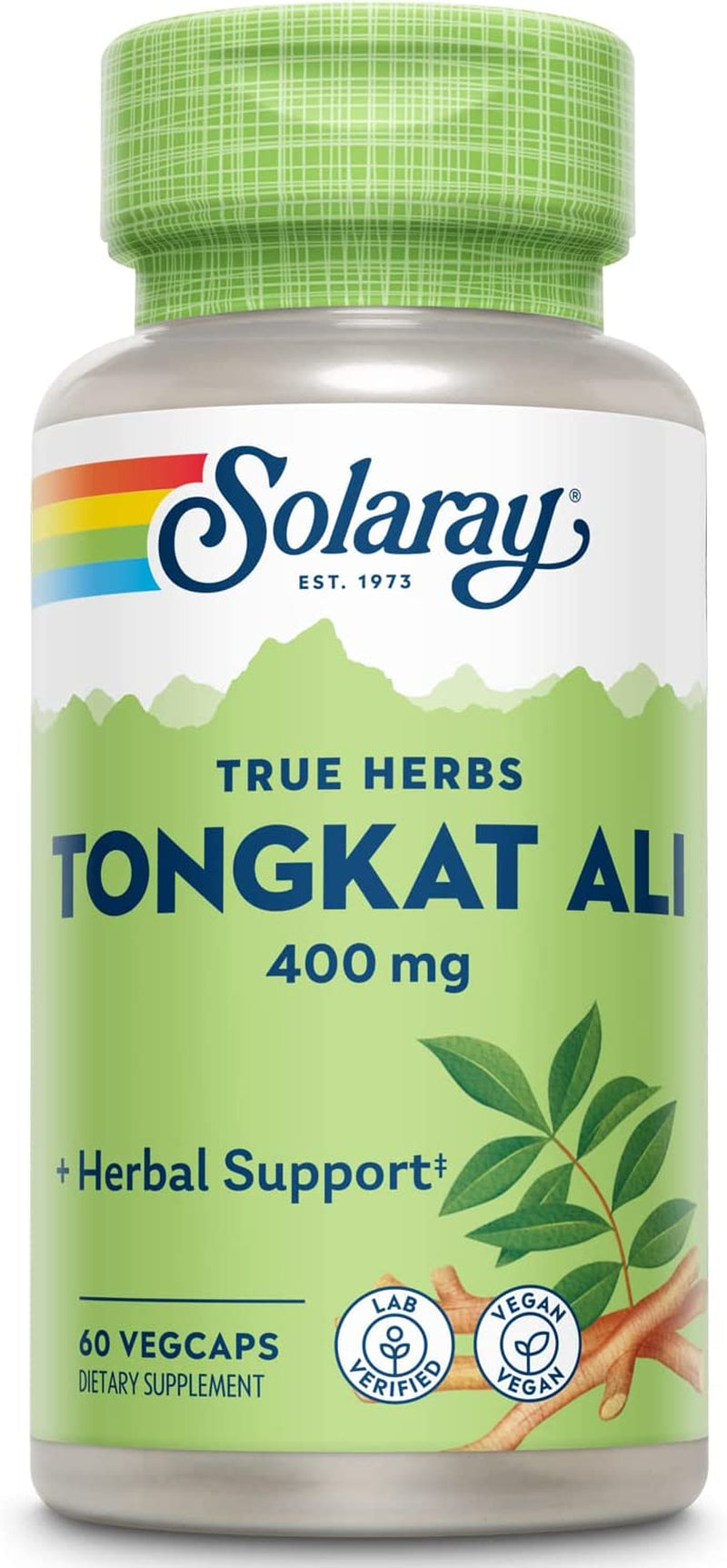 SOLARAY Tongkat Ali 400 Mg - Longjack Tongkat Ali for Men - Herbal Support for Men'S Health and Vitality - Vegan, Non-Gmo, Lab Verified - 60 Servings, 60 Vegcaps