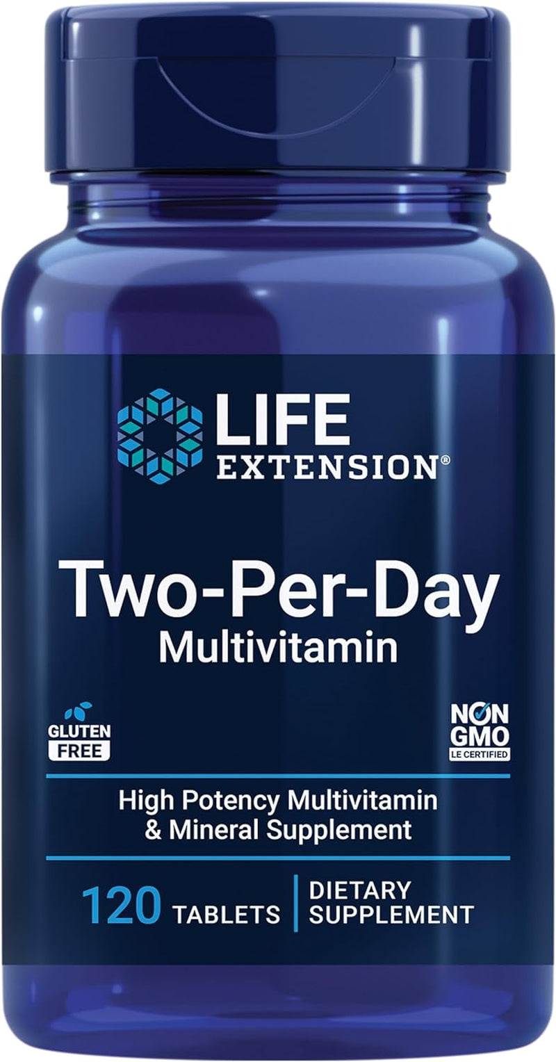 Life Extension Two-Per-Day High Potency Multi-Vitamin & Mineral Supplement - Vitamins, Minerals, Plant Extracts, Quercetin, 5-MTHF Folate & More - Gluten-Free - Non-Gmo - 120 Tablets