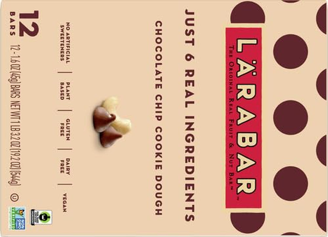 Larabar Chocolate Chip Cookie Dough, Gluten Free Fruit & Nut Bar, 12 Ct