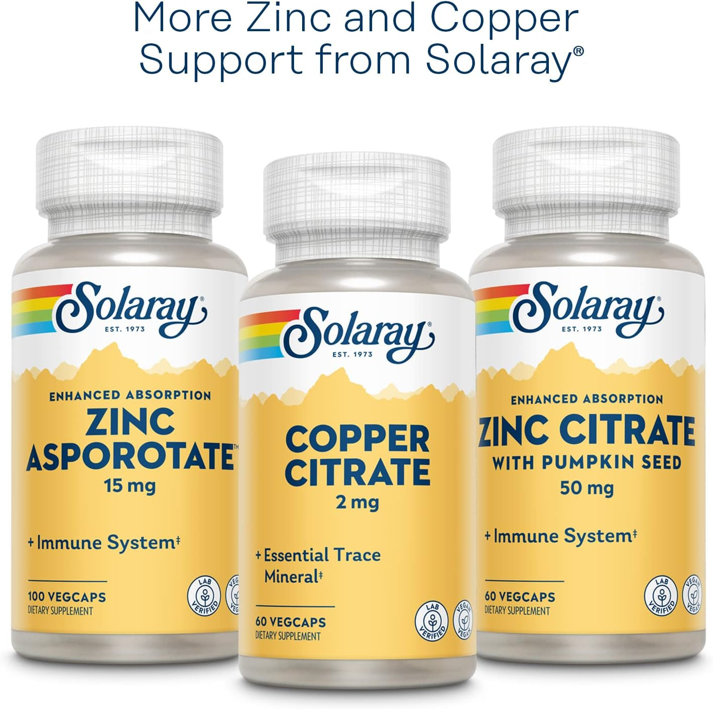 Solaray Zinc Copper Supplement, Bioavailable Amino Acid Chelate, Immune Support, Heart Health and Thyroid Support with Iodine from Kelp and Pumpkin Seed, 60 Day Guarantee, 100 Servings, 100 Vegcaps