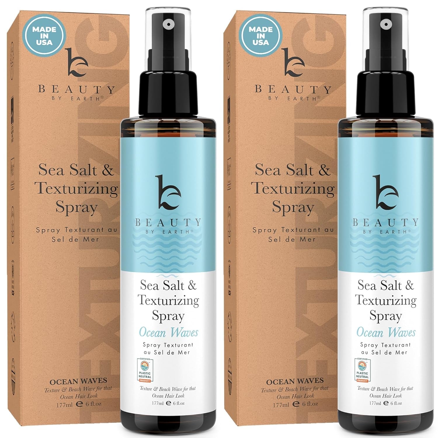 Sea Salt Spray for Hair - for Men & Women for Texturizing and Providing Body with a Lightweight Hold, Made in the USA with Clean Ingredients That Benefit Hair (2 Pack)