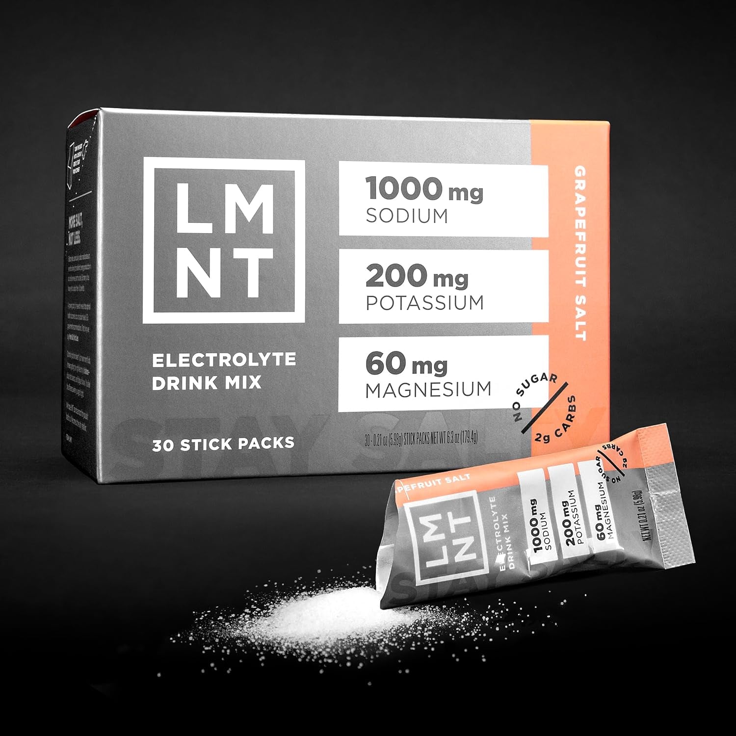 LMNT Zero Sugar Electrolytes - Grapefruit Salt | Drink Mix | 30 Count