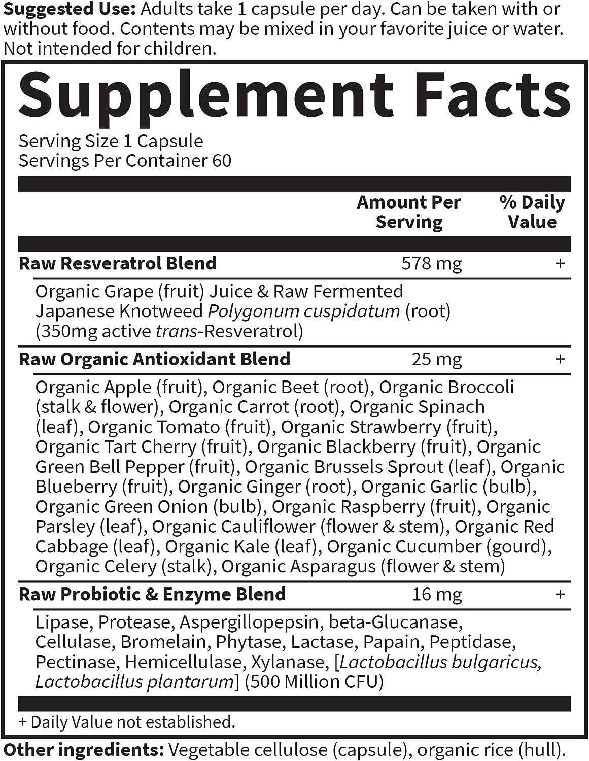 Garden of Life Heart Resveratrol Supplement - Raw Whole Food Antioxidant Formula for Heart Health, 60 Capsules