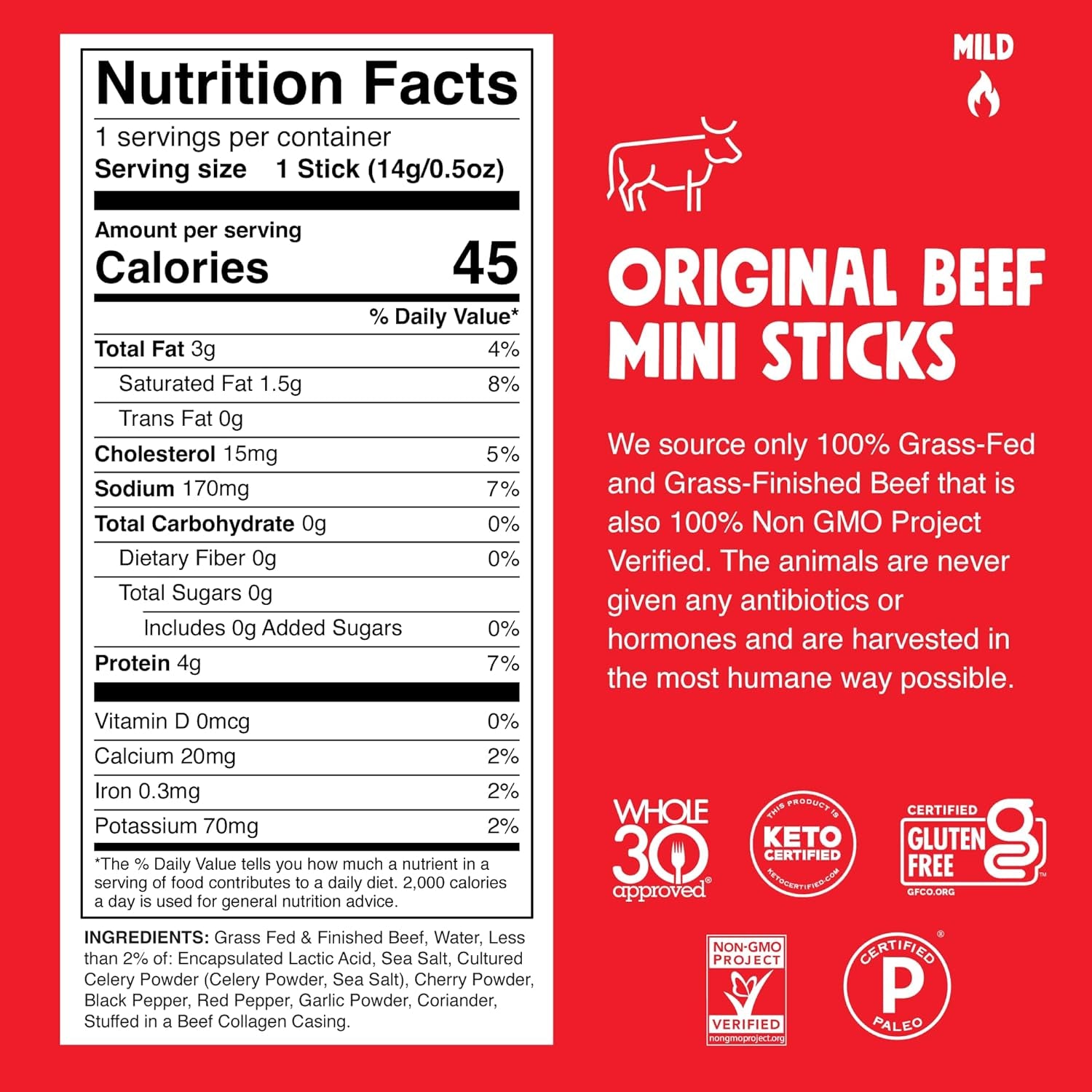 Chomps Snack Size Grass-Fed and Finished Original Beef Jerky Snack Sticks 0.5Oz 24-Pack - Keto, Paleo, Whole30, 4G Lean Meat Protein, Gluten-Free, Zero Sugar Food, Non-Gmo Chomplings