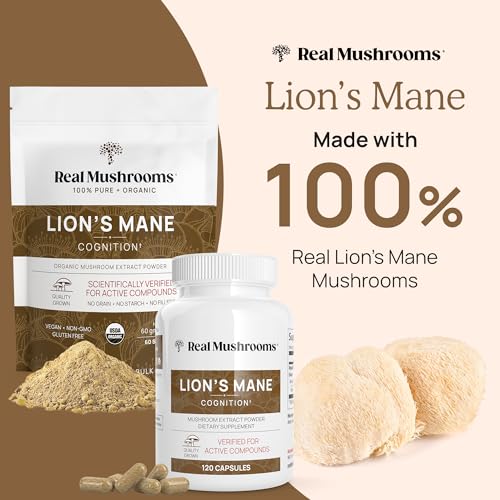 Real Mushrooms Lions Mane Mushroom Cognition Capsules - 120 Count