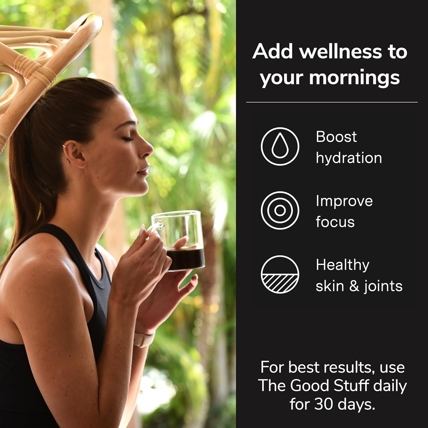 For Wellness the Good Stuff™ Performance Blend (30 Serving Pouch), Non-Dairy Coffee Supplement with Collagen, L-Theanine and Himalayan Pink Salt – Improves Focus and Increases Energy