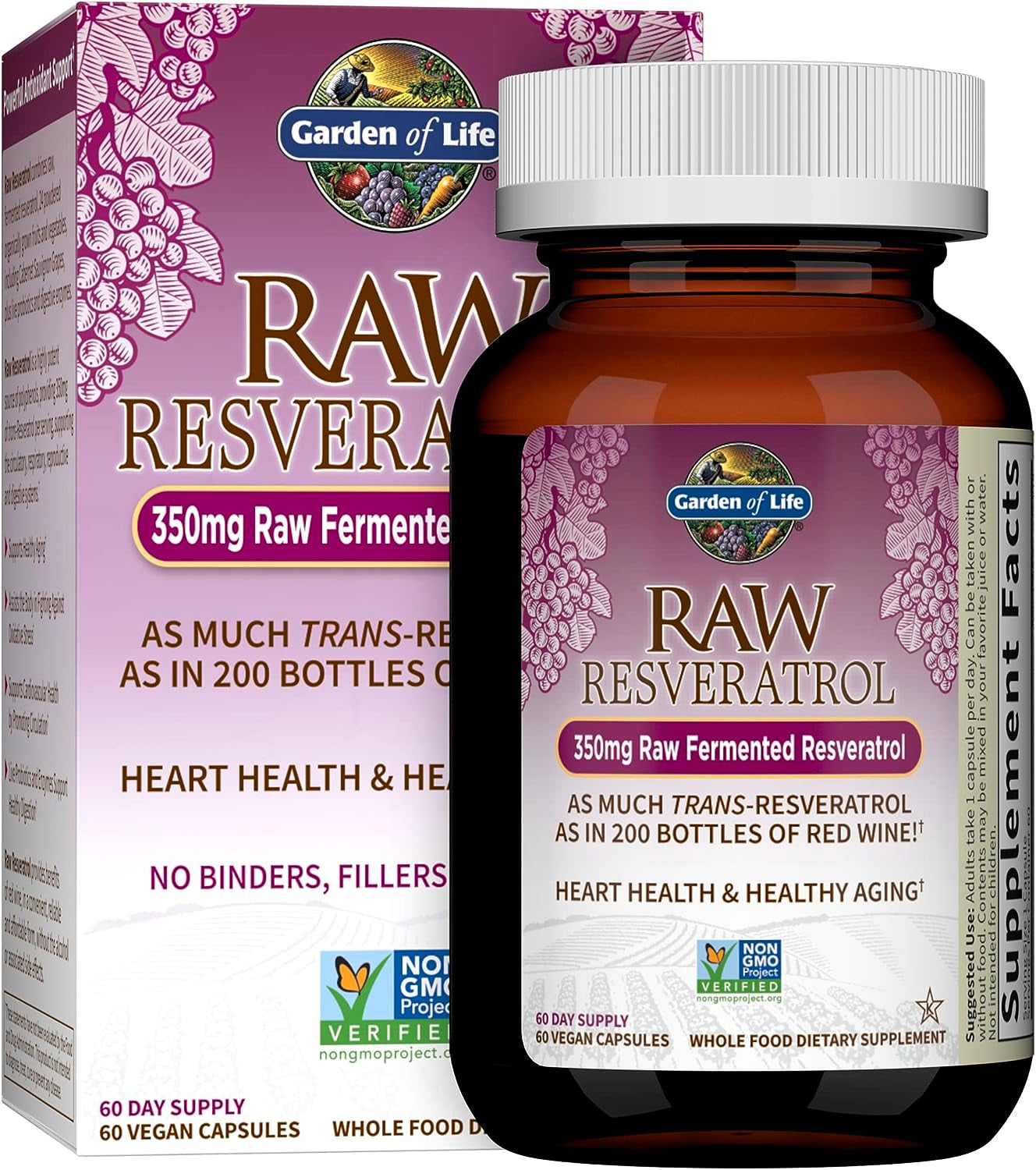 Garden of Life Heart Resveratrol Supplement - Raw Whole Food Antioxidant Formula for Heart Health, 60 Capsules