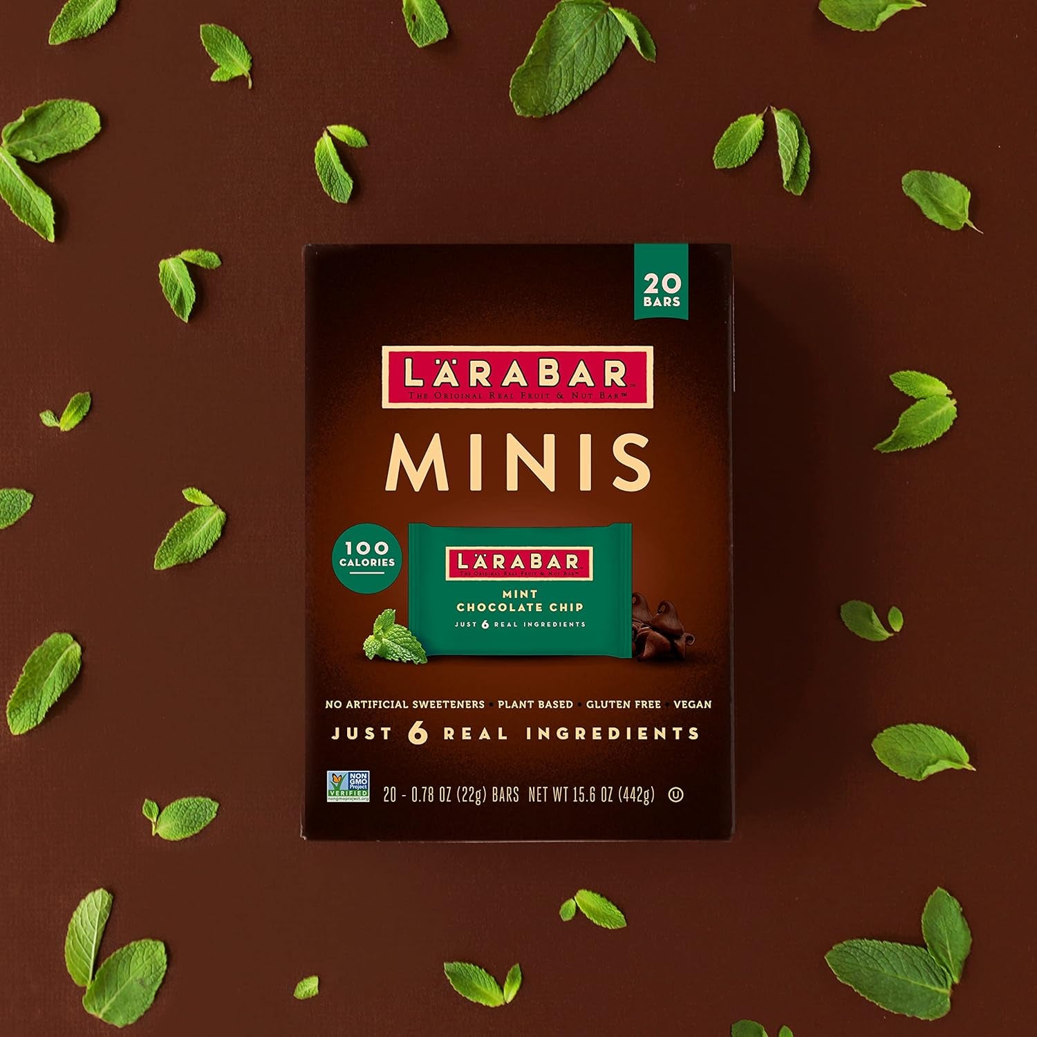 Larabar Mint Chocolate Mini Bars, Gluten Free Vegan Fruit & Nut Bars, 20 Ct