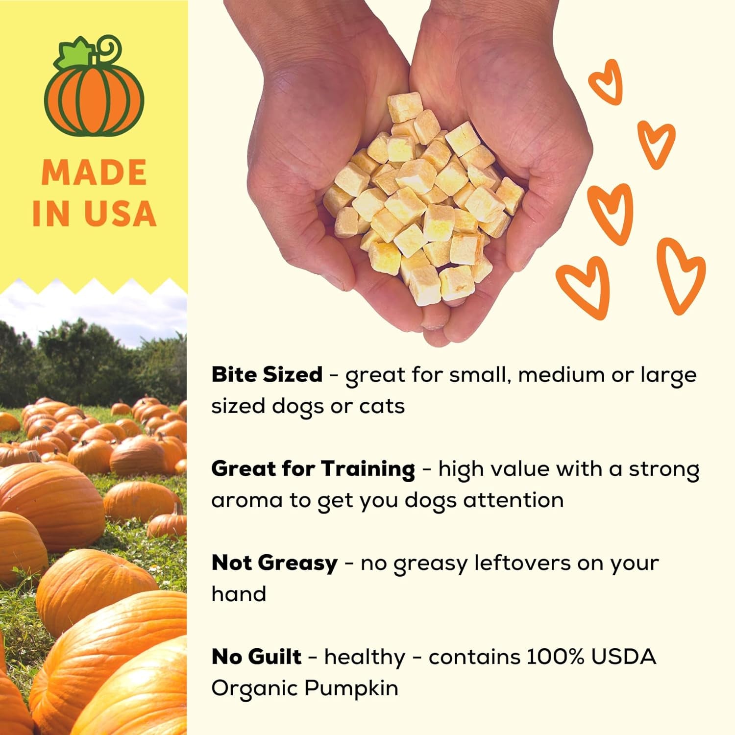 A Better Treat – Freeze Dried Organic Pumpkin Dog and Cat Treats, Organic, Single Ingredient | Natural, Healthy, Diabetic Friendly | Made in the USA