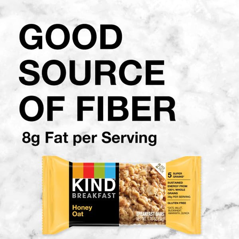 KIND Breakfast, Healthy Snack Bar, Honey Oat, Gluten Free Breakfast Bars, 100% Whole Grains, 1.76 OZ Packs (30 Count)