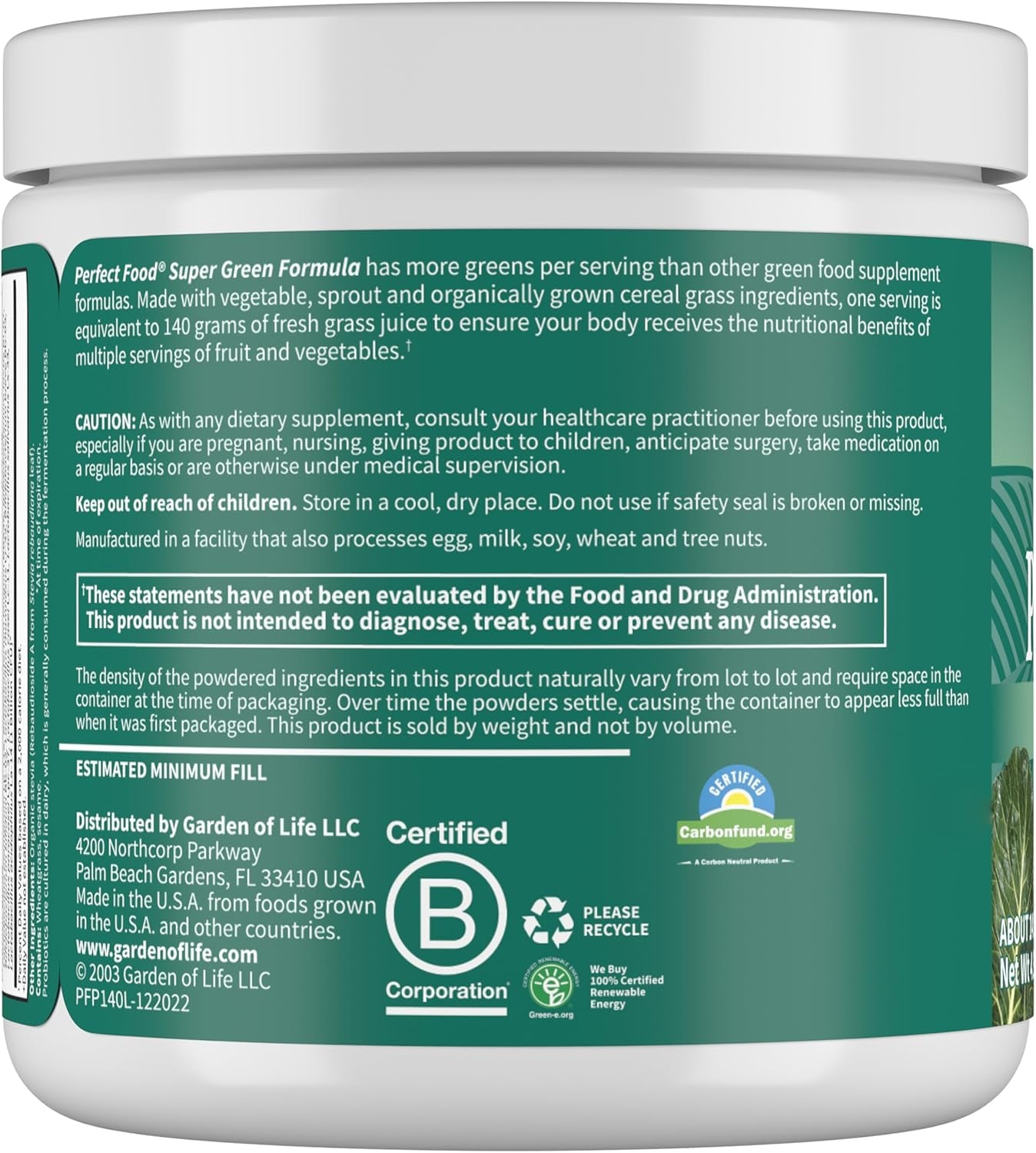 Garden of Life Perfect Food Super Green Formula - 14 Servings | 45 Superfoods, Greens, Fruit & Veggie Juice Superfood Powder Supplement, Probiotics & Organic Spirulina for Digestion & Immune Health