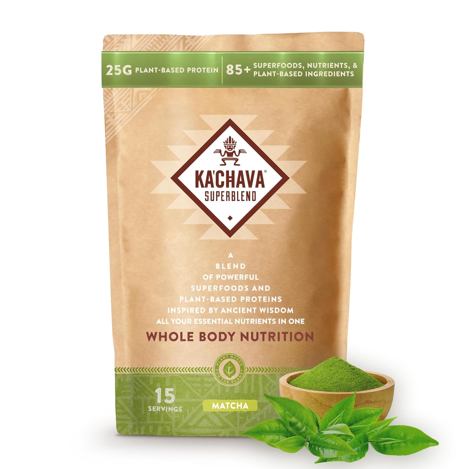 Ka’Chava All-In-One Nutrition Shake Blend, Chocolate, 85+ Superfoods, Nutrients & Plant-Based Ingredients, 26G Vitamins and Minerals, 25G Plant-Based Protein, 2Lb