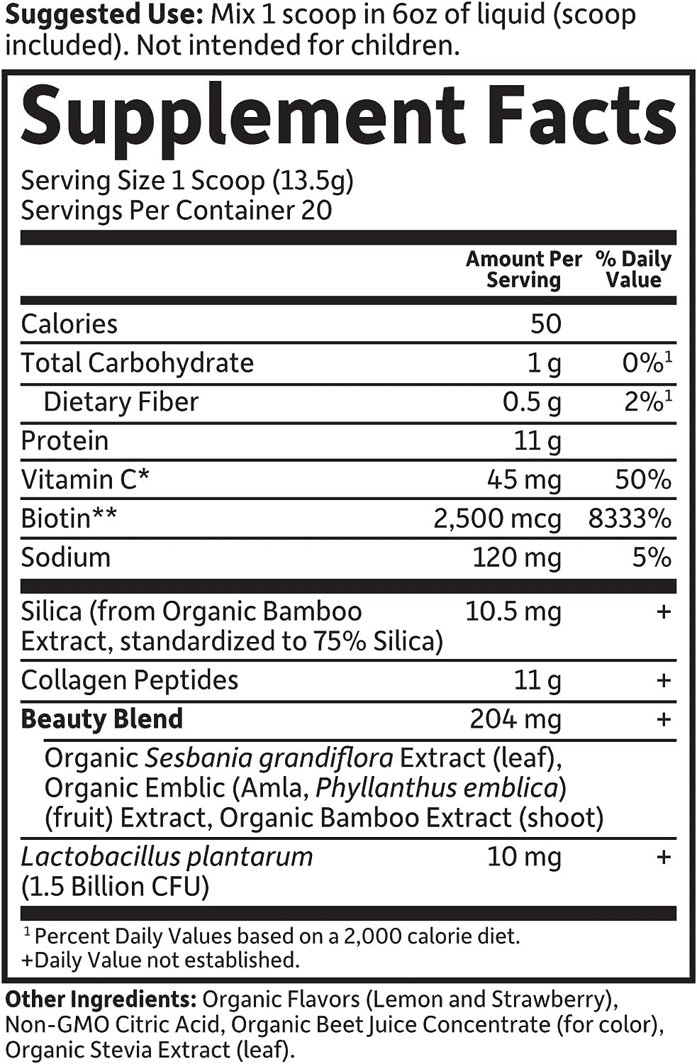 Garden of Life Grass Fed Collagen Beauty - Strawberry Lemonade, 20 Servings - Collagen Peptides Powder for Women Men Hair Skin Nails,, Collagen Protein Hydrolyzed Supplements