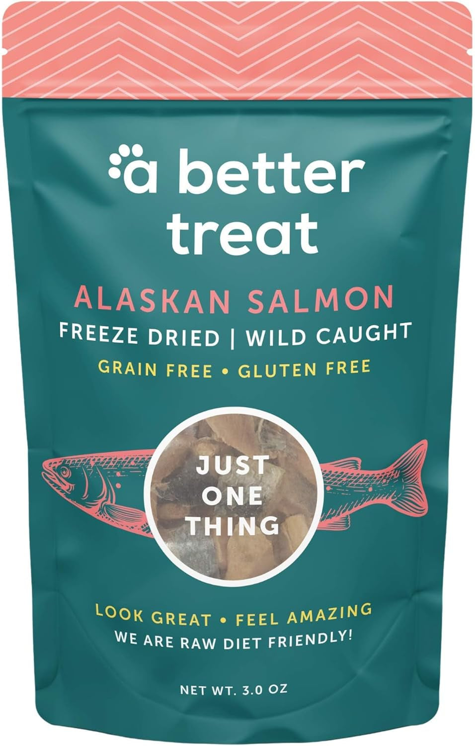 A Better Treat – Freeze Dried Salmon Dog Treats, Wild Caught, Single Ingredient | Natural High Value | Gluten Free, Grain Free, High Protein, Diabetic Friendly | Natural Fish Oil | Made in the USA