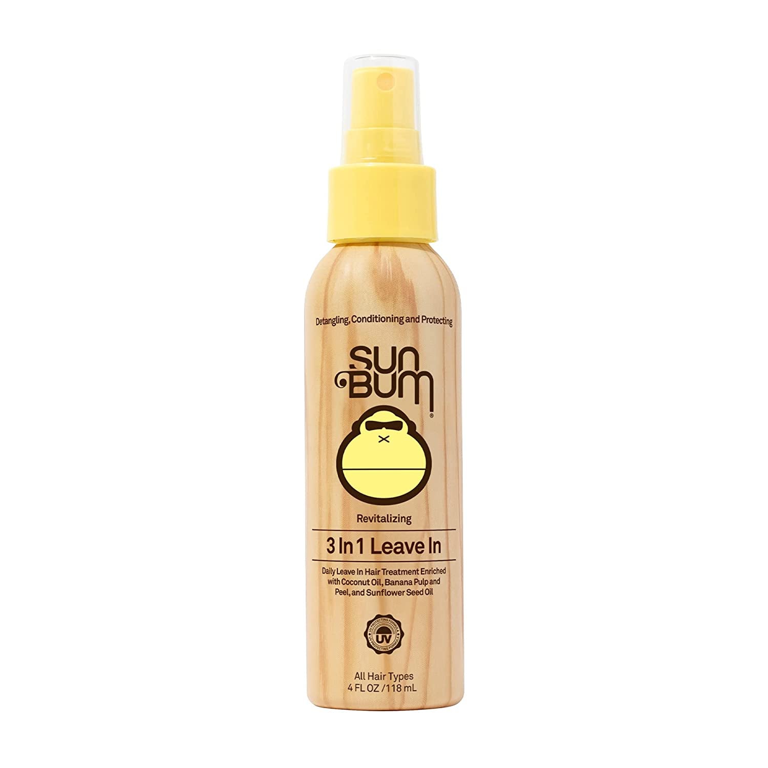 Sun Bum Revitalizing 3 in 1 Leave-In Conditioner Spray Detangler | anti Frizz , Paraben and Gluten Free, Vegan, and Color Safe with UV Protection | 4 Oz