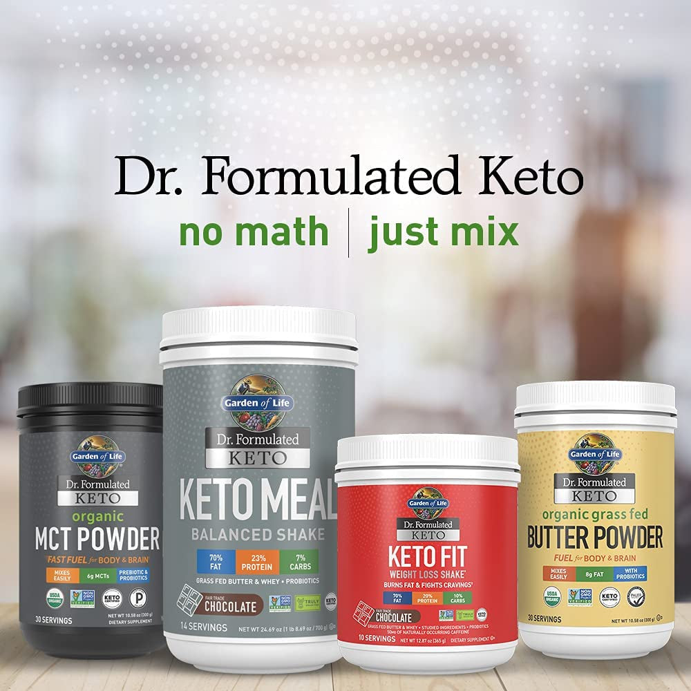 Garden of Life Dr. Formulated Keto Organic MCT Powder - 30 Servings, 6G Mcts from Coconuts plus Prebiotic Fiber & Probiotics, Certified Organic, Non-Gmo, Vegan, Gluten Free, Ketogenic & Paleo