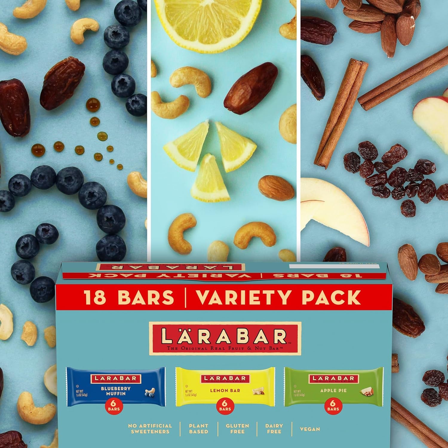 Larabar Variety Pack, Blueberry Muffin, Lemon Bar, Apple Pie, Fruit & Nut Bars, 18 Ct