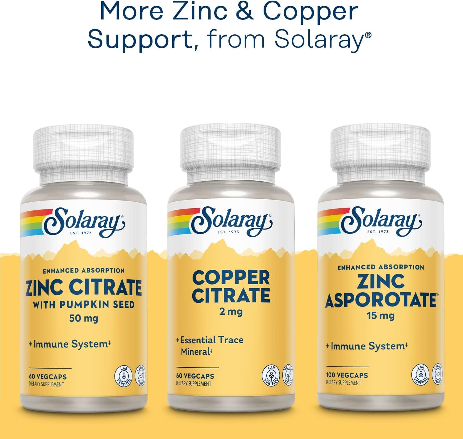 Zinc with Copper Solaray 100 Vegcaps