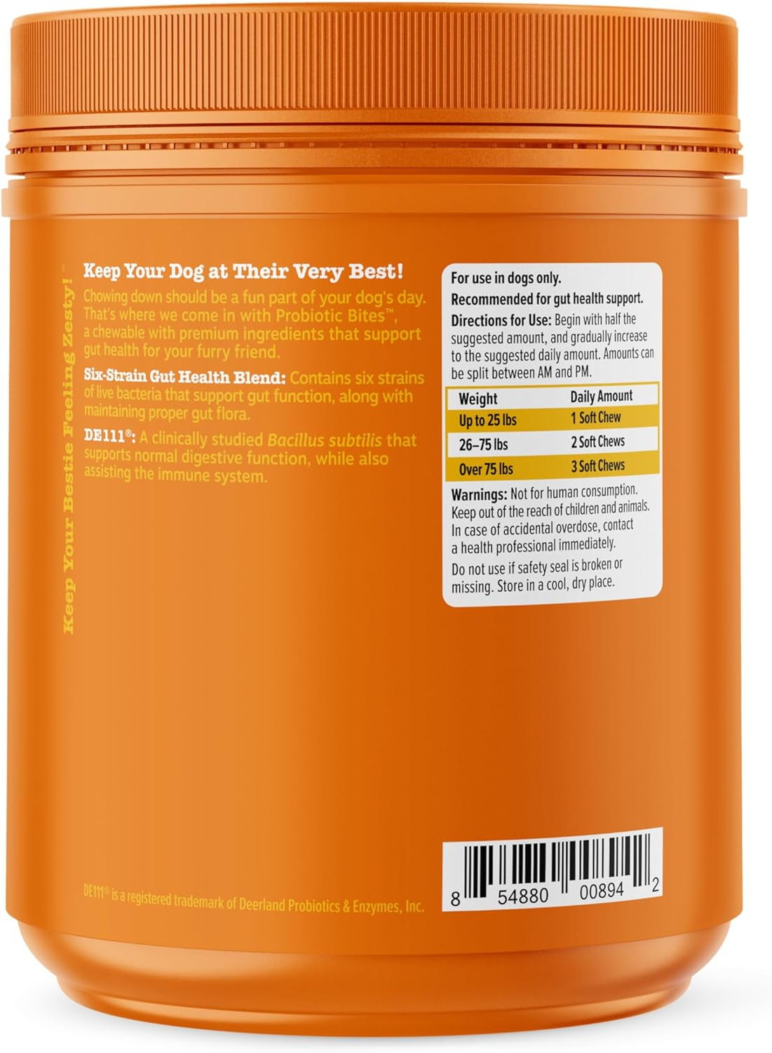 Zesty Paws Probiotics for Dogs - Digestive Enzymes for Gut Flora, Digestive Health, Diarrhea & Bowel Support - Clinically Studied DE111 - Dog Supplement Soft Chew for Pet Immune System - 250 Count