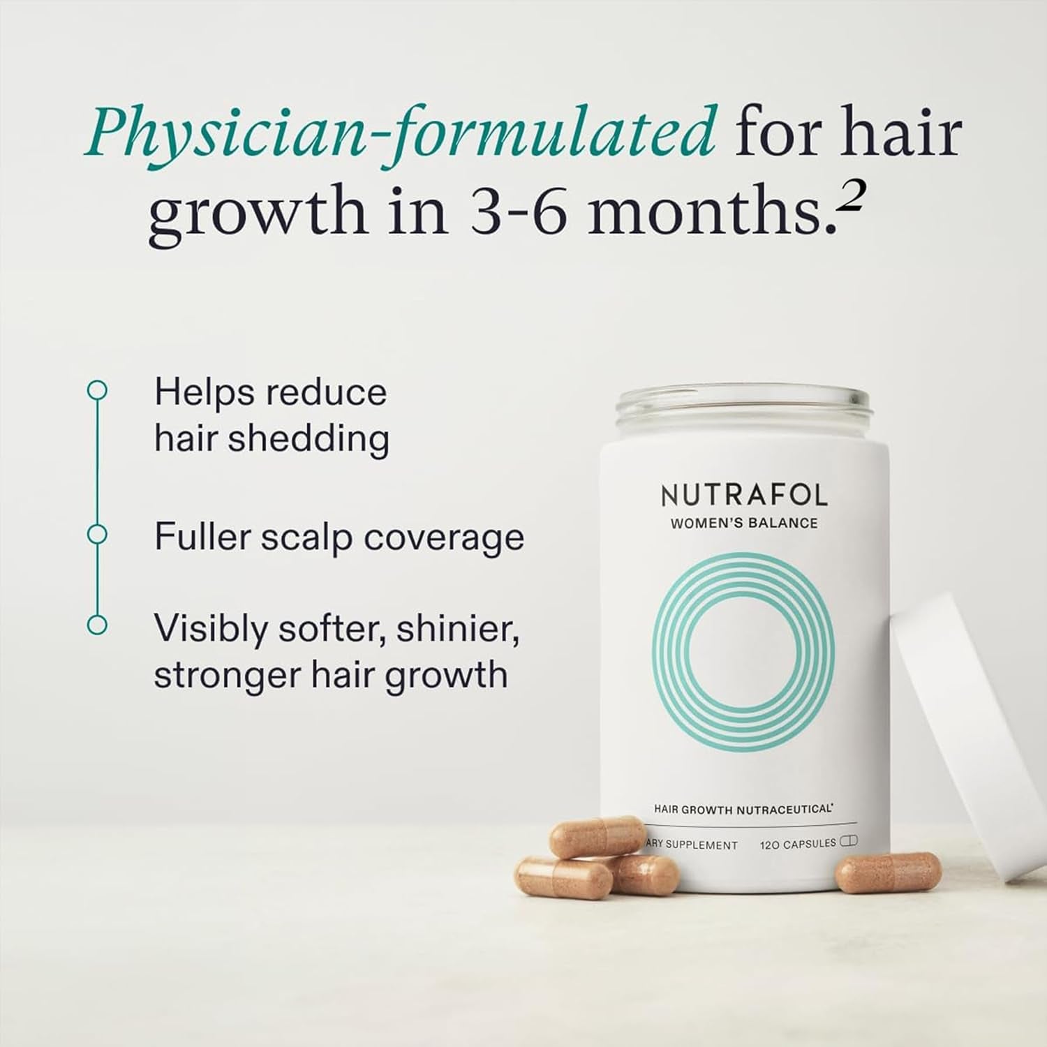 Nutrafol Women'S Balance Hair Growth Supplements, Dermatologist Recommended, Ages 45 and Up, Clinically Proven for Visibly Thicker Hair and Scalp Coverage - 2 Month Supply, Pack of 2