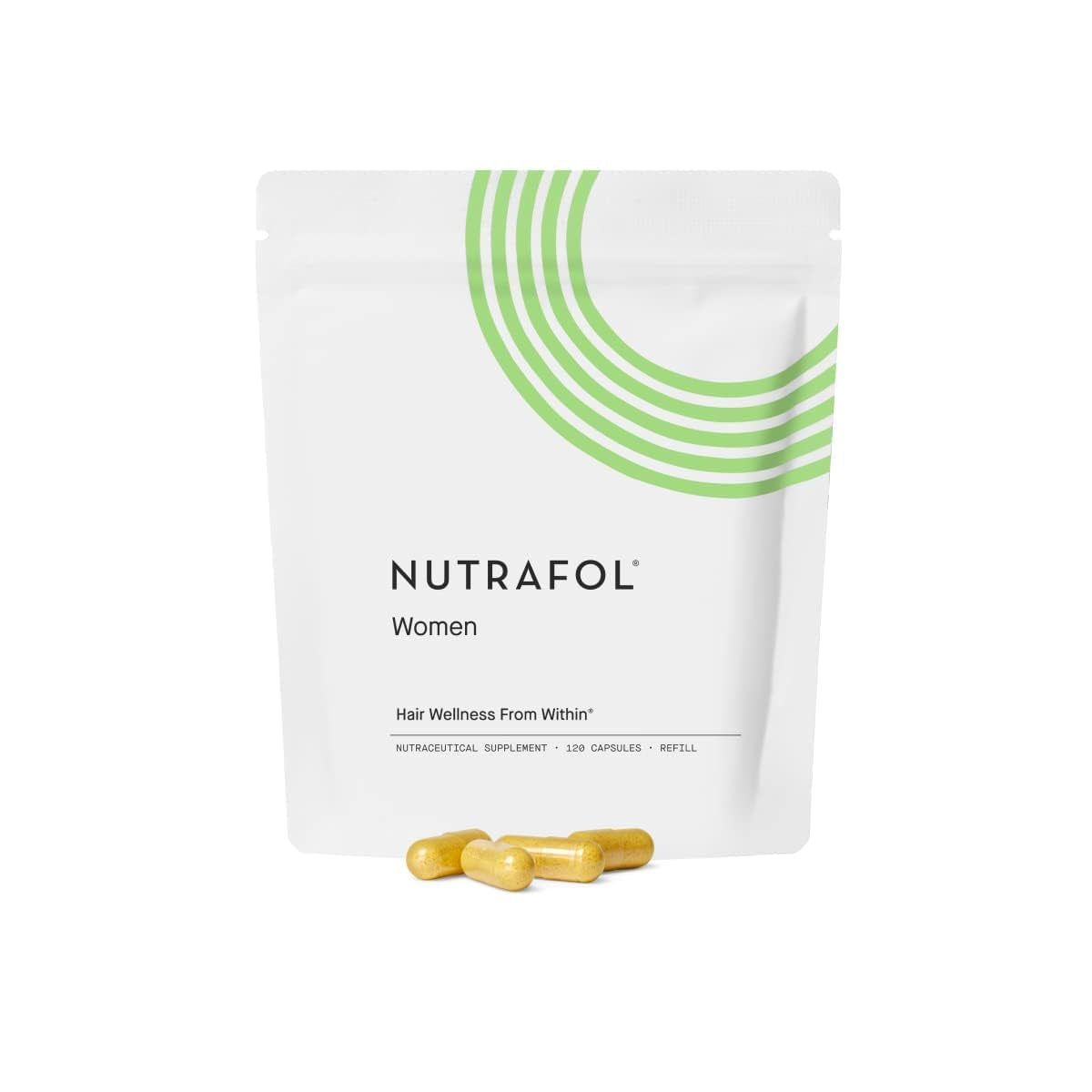 Nutrafol Women'S Hair Growth Supplements, for Women Ages 18-44, Clinically Proven Hair Supplement for Visibly Thicker and Stronger Hair, Dermatologist Recommended - 1 Month Supply, 1 Refill Pouch