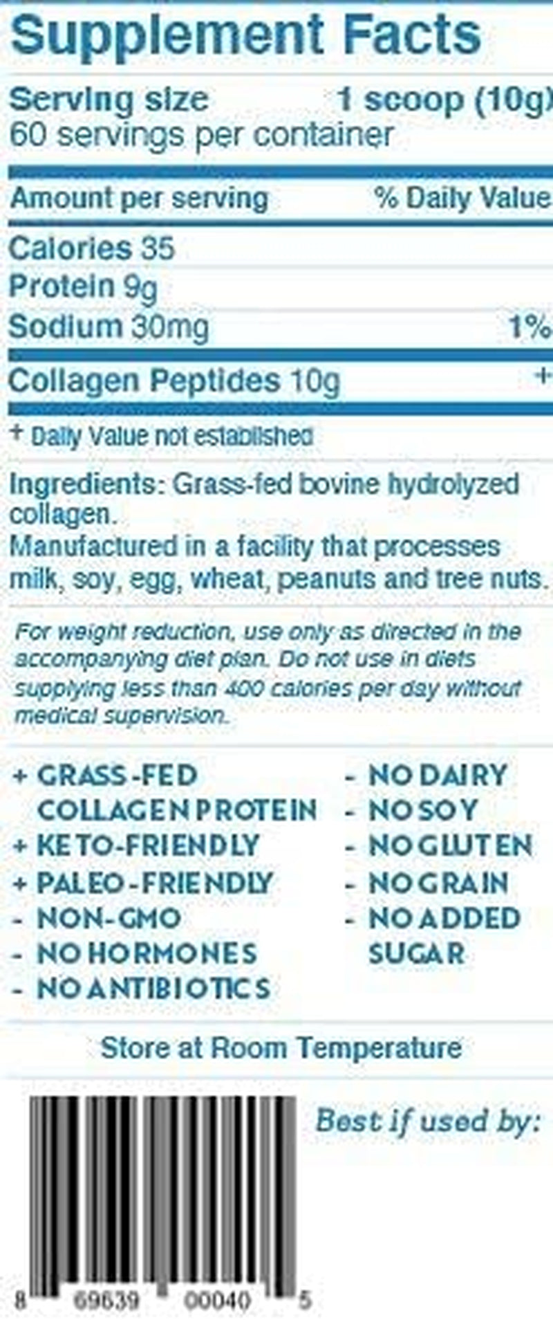 Dr. Kellyann Hydrolyzed Collagen Peptides Protein Powder Unflavored (60 Servings, 1.3Lbs) Grass Fed Paleo & Keto Collagen Supplement - Non-Gmo - Gluten and Dairy Free - Protein 9G, Collagen 10G