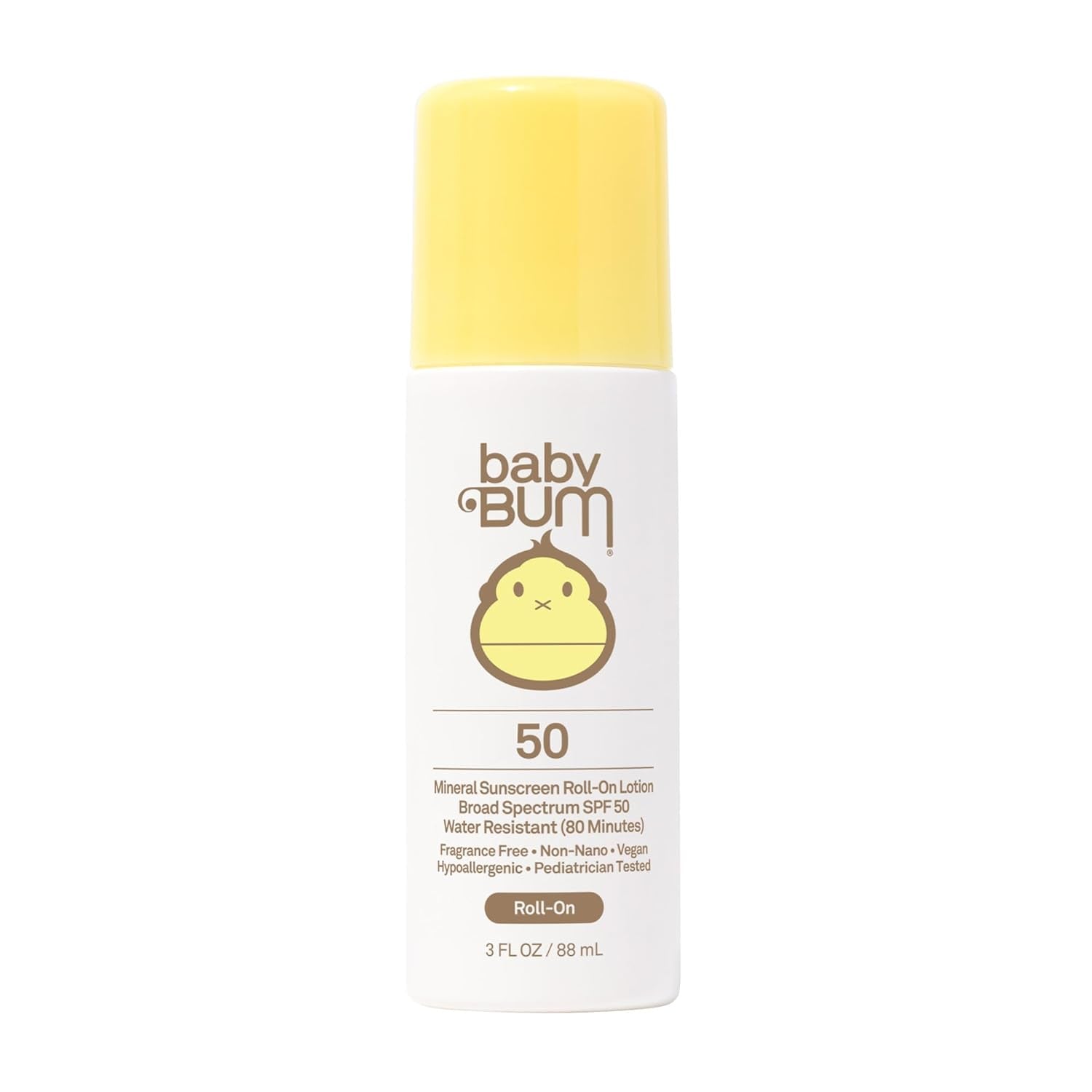 Baby Bum Mineral SPF 50 Roll-On Sunscreen | Vegan and Hawaii 104 Reef Act Compliant (Octinoxate & Oxybenzone Free) Broad Spectrum Moisturizing UVA/UVB Easy Roller Ball Sunscreen Lotion