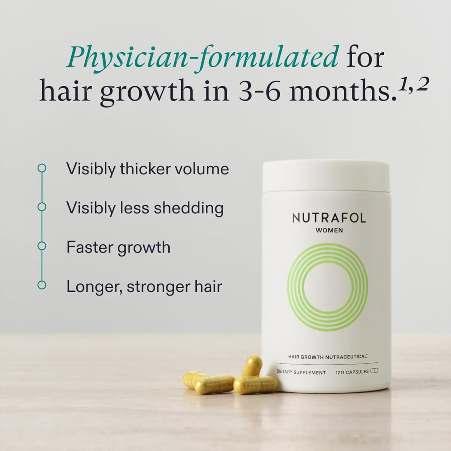 Nutrafol Women'S Hair Growth Supplements, Ages 18-44, Clinically Proven for Visibly Thicker and Stronger Hair, Dermatologist Recommended - 1 Month Supply