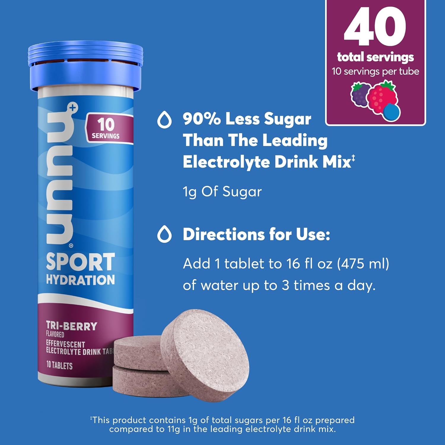 Nuun Sport + Caffeine Electrolyte Tablets – Dissolvable in Water, Variety Pack | 5 Essential Electrolytes for Hydration | 1G Sugar Drink Mix | Vegan, Non-Gmo | 6 Pack (60 Total Servings)