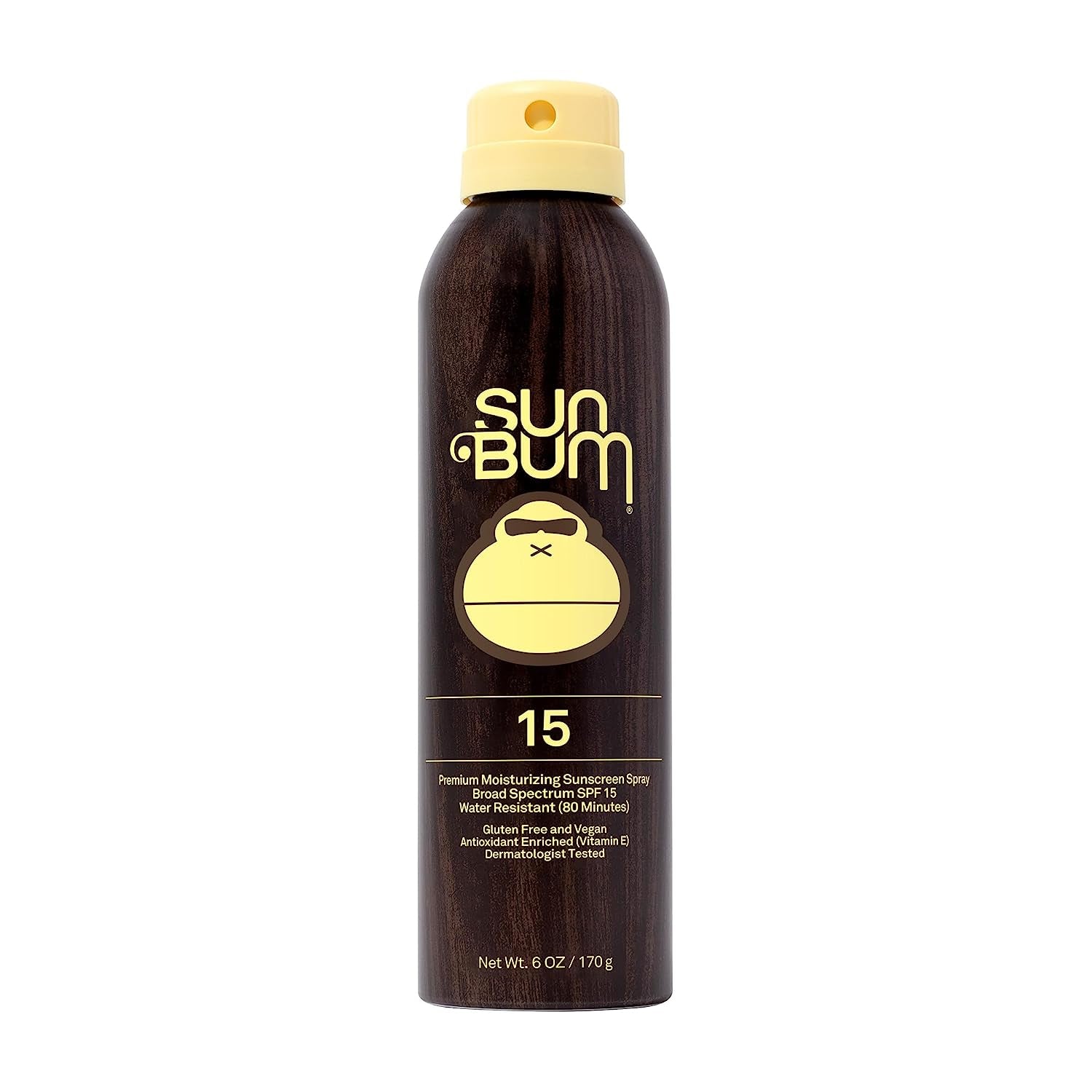 Sun Bum Original SPF 15 Sunscreen Spray |Vegan and Hawaii 104 Reef Act Compliant (Octinoxate & Oxybenzone Free) Broad Spectrum Moisturizing UVA/UVB Sunscreen with Vitamin E | 6 Oz