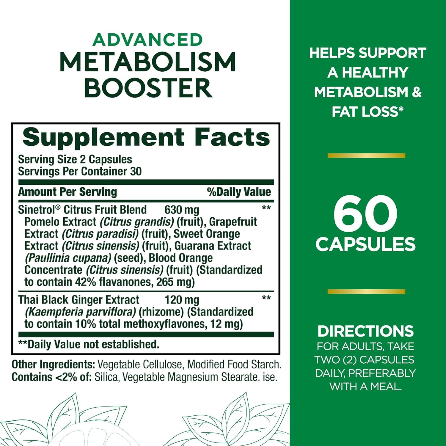 Nature'S Bounty Advanced Metabolism Booster, Helps Support Healthy Metabolism & Fat Loss, 60 Capsules