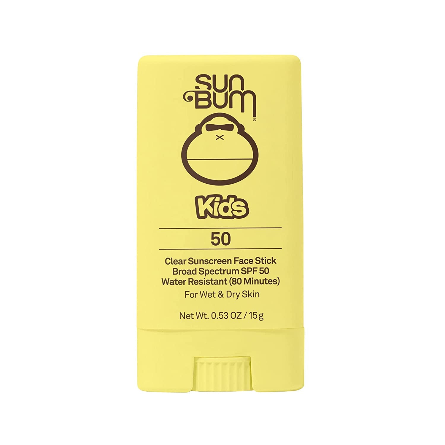 Sun Bum Kids SPF 50 Clear Sunscreen Face Stick | Wet or Dry Application | Hawaii 104 Reef Act Compliant (Octinoxate & Oxybenzone Free) Broad Spectrum UVA/UVB Sunscreen | 0.53 Oz