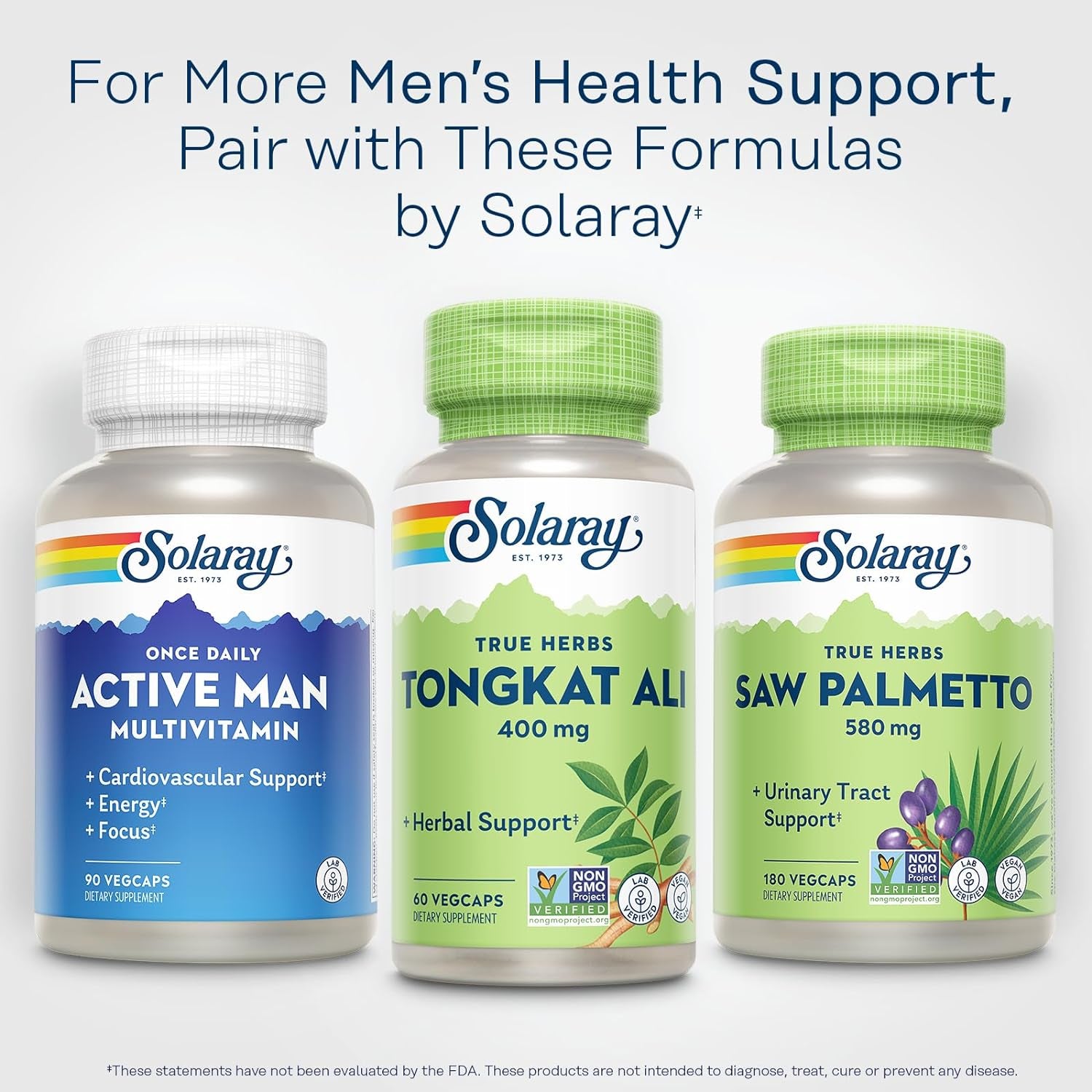 SOLARAY Tongkat Ali 400 Mg - Longjack Tongkat Ali for Men - Herbal Support for Men'S Health and Vitality - Vegan, Non-Gmo, Lab Verified - 60 Servings, 60 Vegcaps