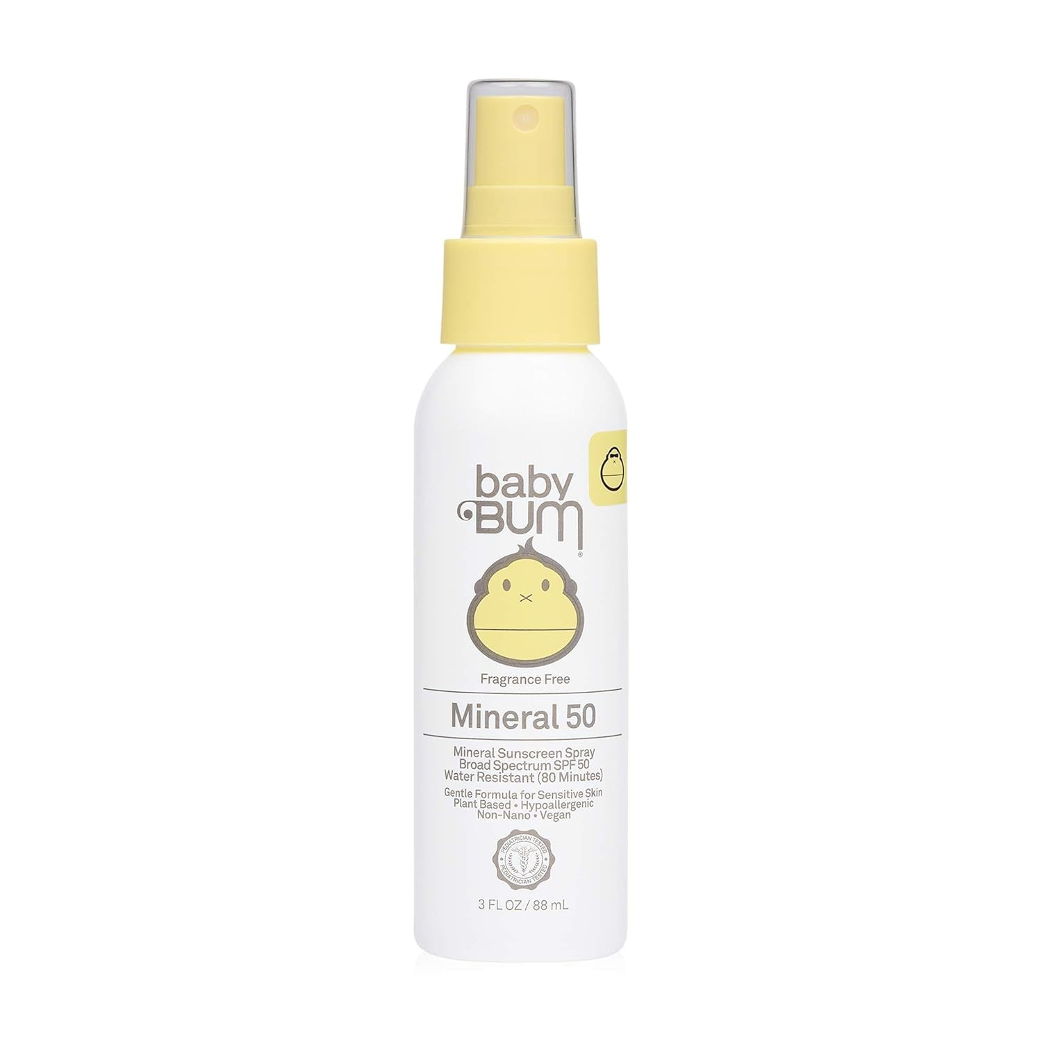 Sun Bum Baby Bum SPF 50 Sunscreen Spray | Mineral UVA/UVB Face and Body Protection for Sensitive Skin | Fragrance Free | Travel Size | 3 FL OZ