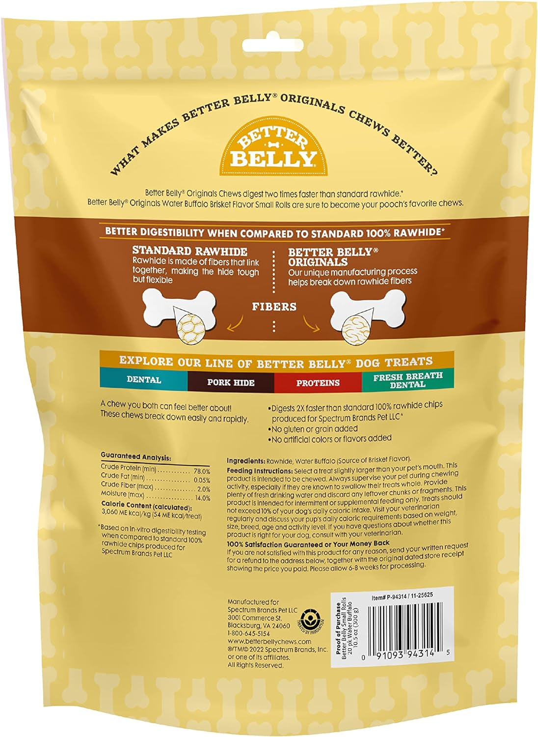 Better Belly Highly Digestible Rawhide Small Roll Chews, Treat Your Dog to a Chew with NO Artificial Colors or Flavors