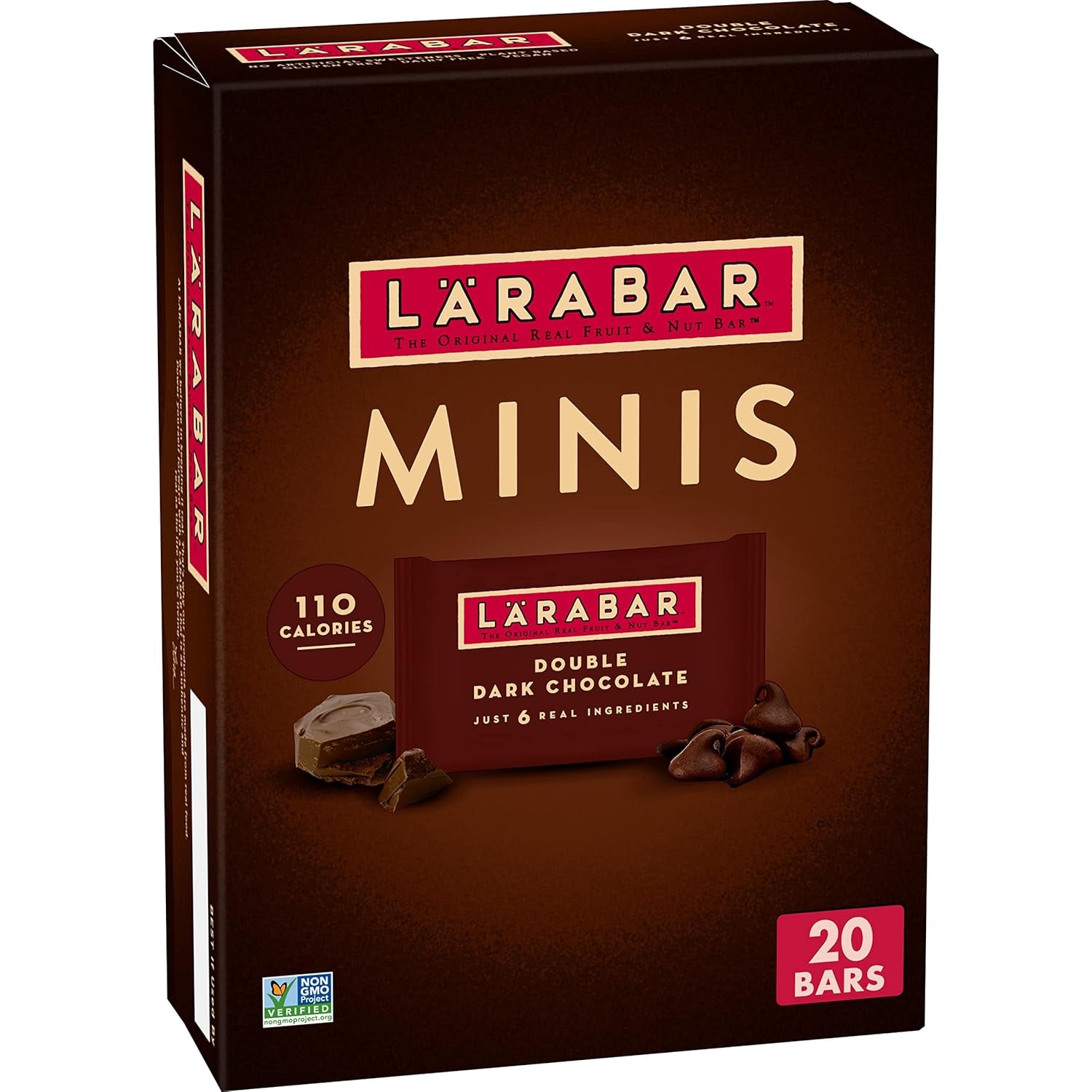 Larabar Double Dark Chocolate Mini Bars, Gluten Free Vegan Bars, 20 Ct