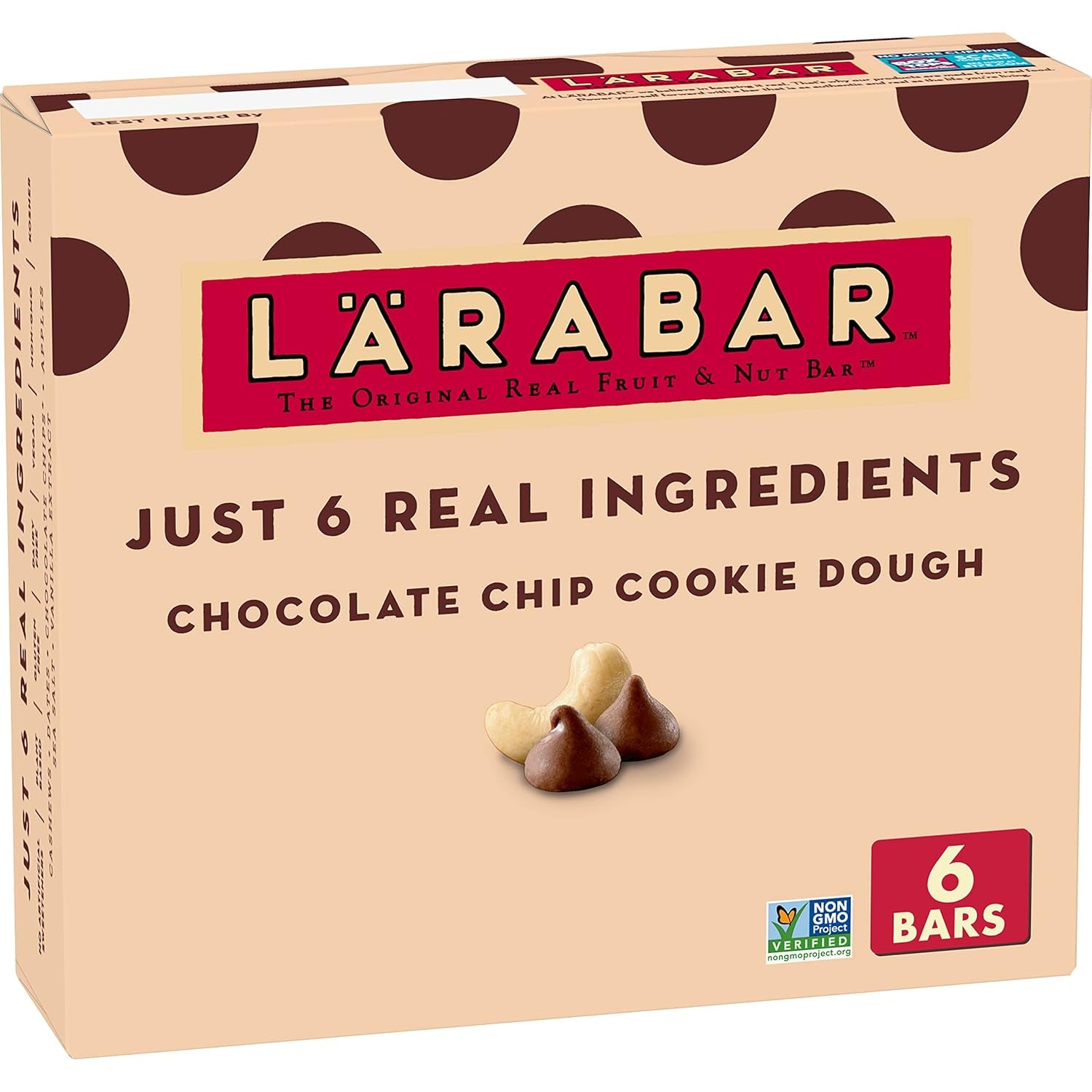 Larabar Chocolate Chip Cookie Dough, Gluten Free Vegan Fruit Nut Bars, 6 Ct