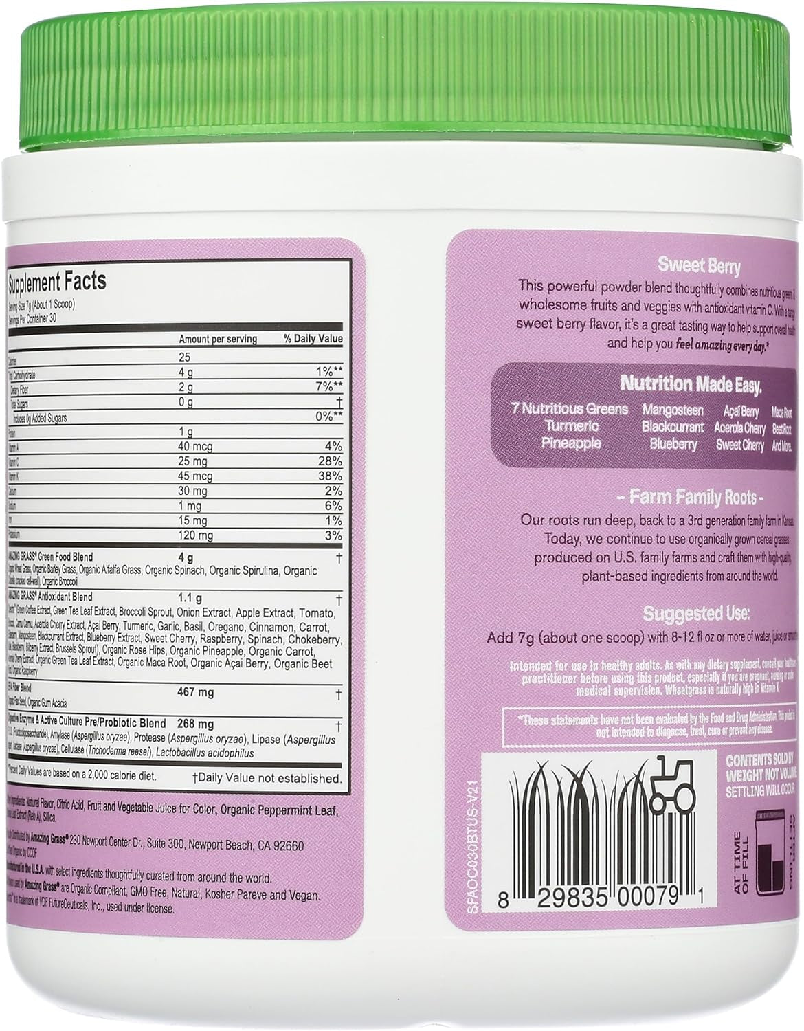 Amazing Grass Sweet Berry Antioxidant Superfood Powder, 7.4 OZ