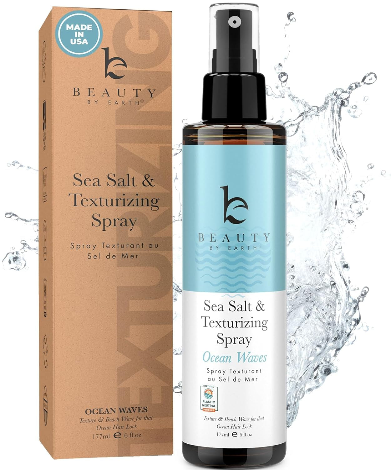 Sea Salt Spray for Hair - USA Made from Natural & Organic Ingredients, Texturing Spray for Men & Women, Hair Texture Spray for Fine Hair, Salt Water Spray, Beach Wave Spray & Volumizing Spray