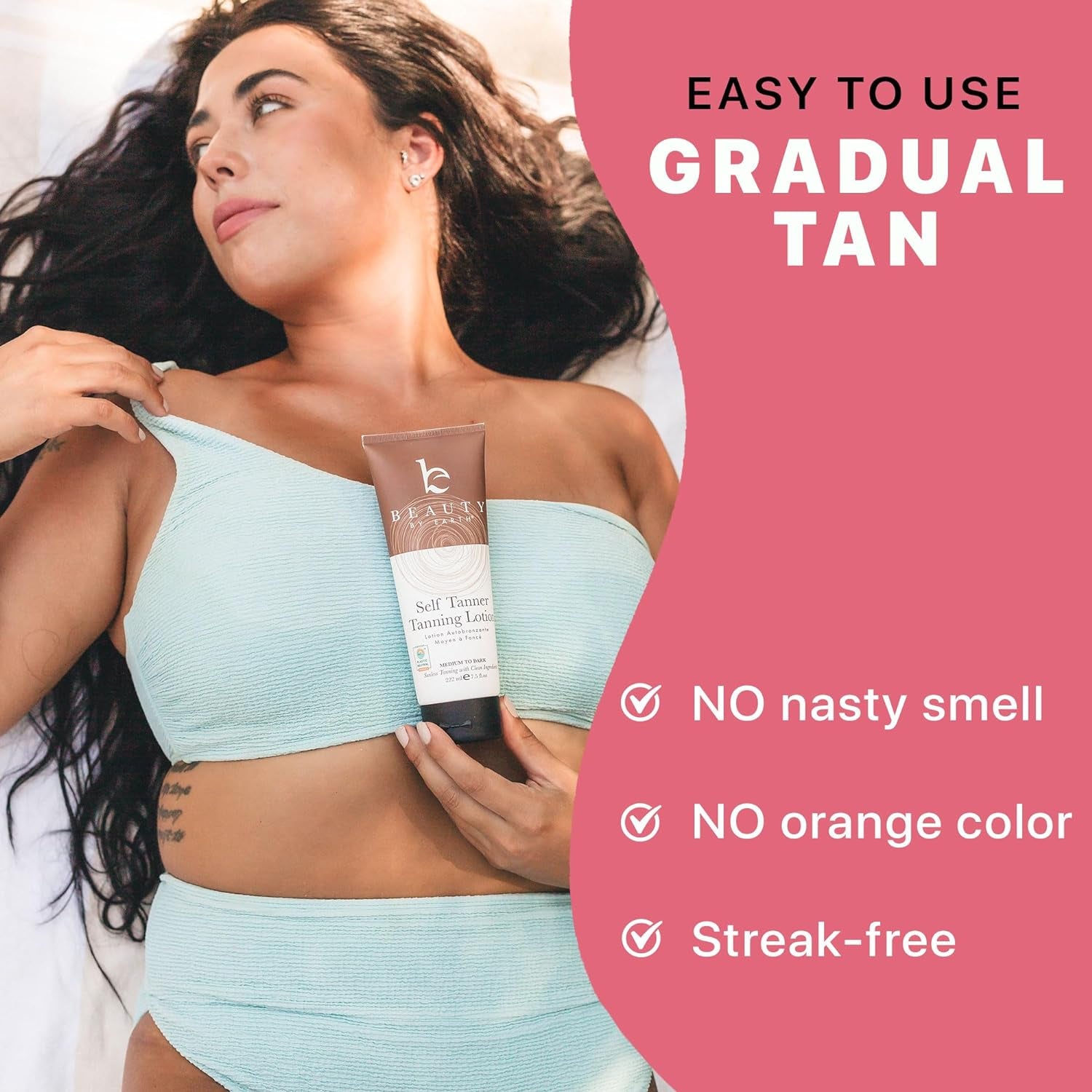 Tanning Lotion Self Tanner - with Natural and Organic Ingredients Non Toxic Sunless Browning Lotion - Best Gradual Tan Lotion for Men and Women, Fair to Medium