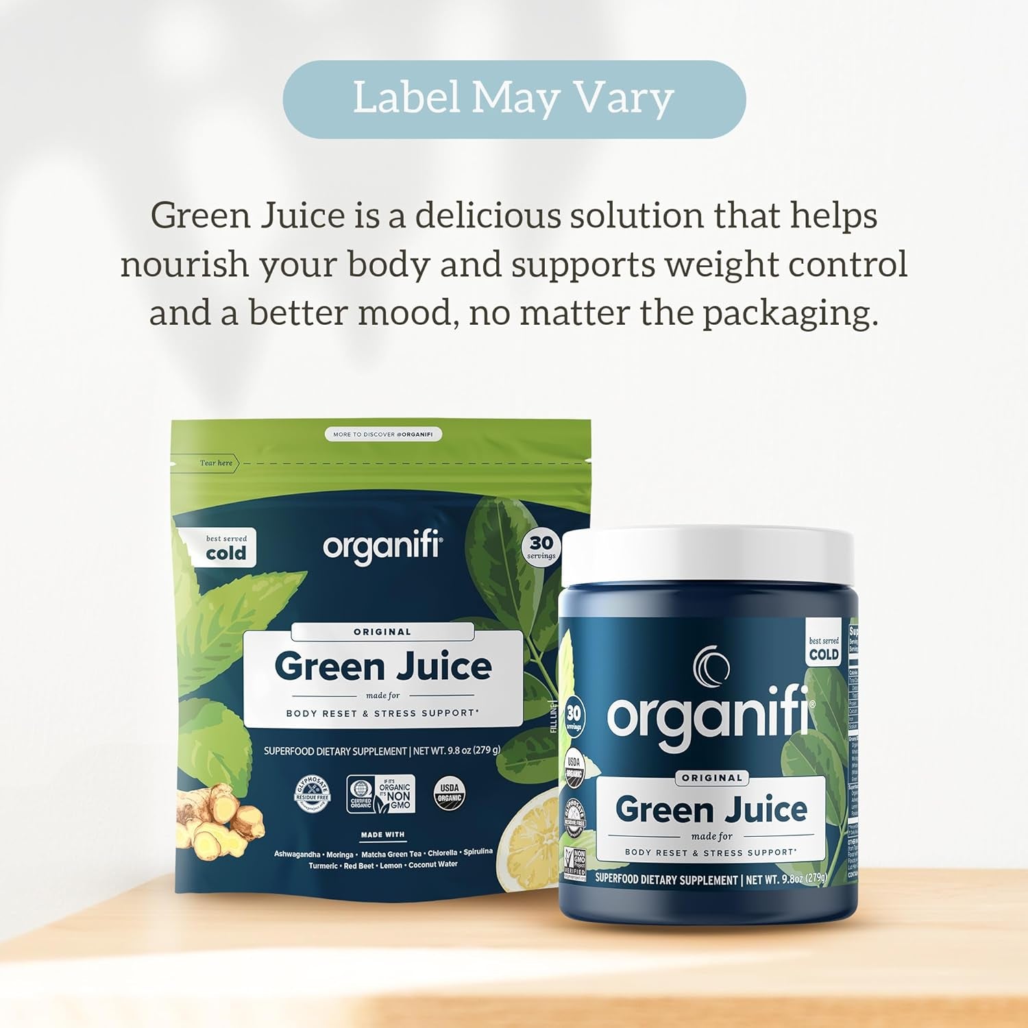 Organifi Green Juice - Powder Supplement with Organic Spirulina, Ashwagandha, and Chlorella - Helps Achieve Fitness Goals and Reduce Cortisol Levels, 30-Day Supply