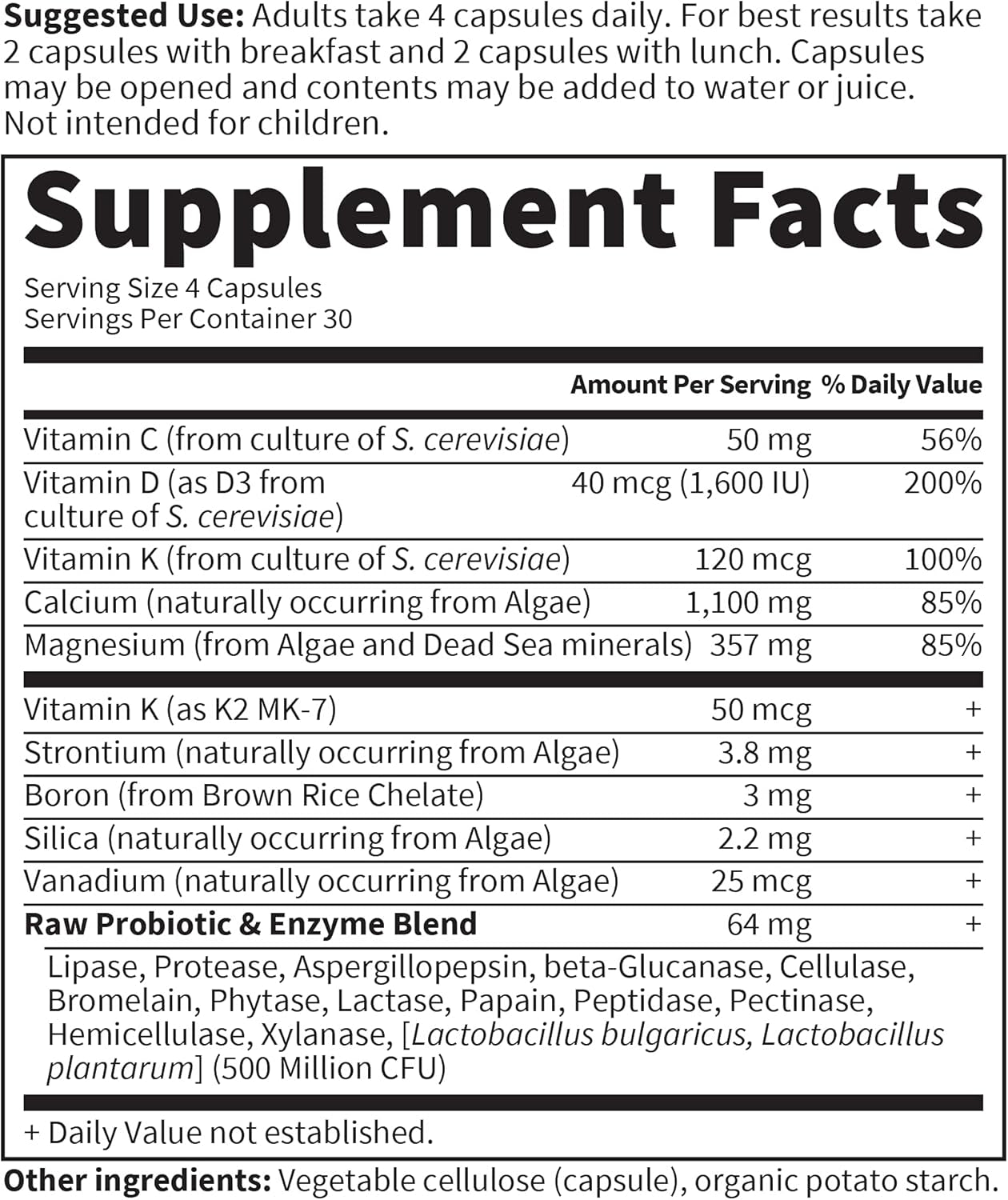 Garden of Life Raw Calcium Supplement for Women and Men - Vitamin Code Made from Whole Foods with Magnesium, K2, Vitamin D3 and Vitamin C, for Bone Strength, Probiotics for Digestion, 120 Capsules