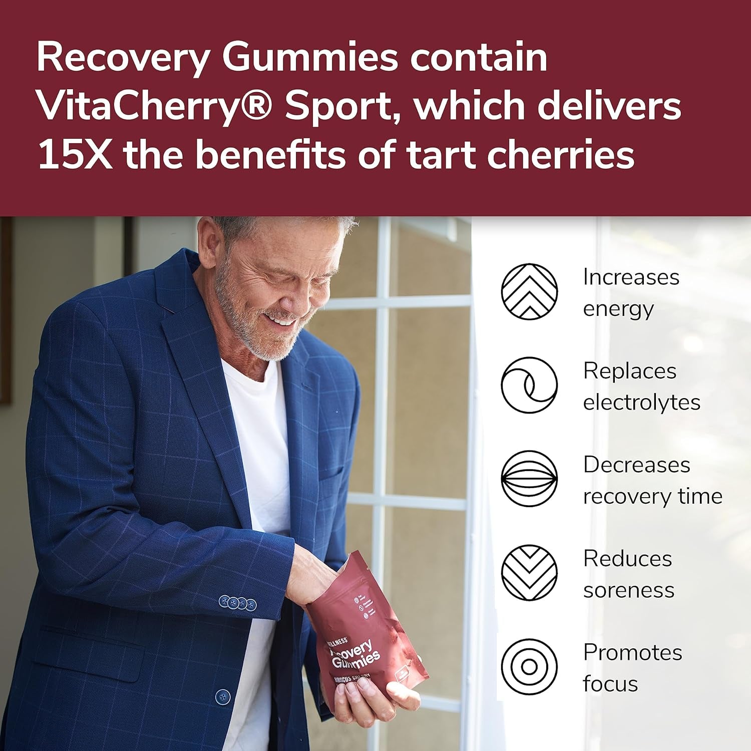 For Wellness Recovery Gummies™ Hibiscus Cherry (30 Gummies) – Supports Muscle Recovery, Combats Soreness & Boosts Energy