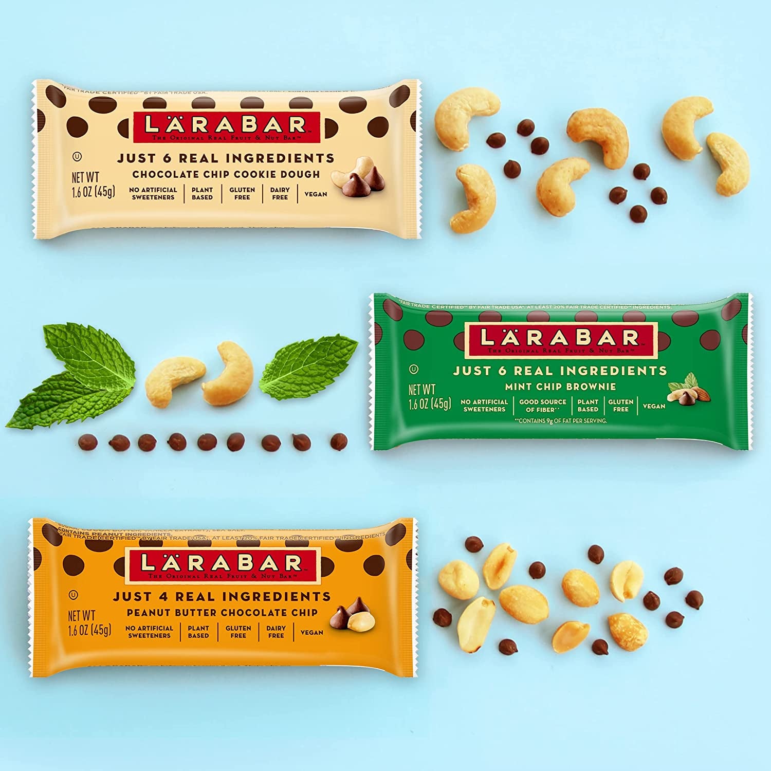 Larabar Chocolate Chip Cookie Dough, Gluten Free Fruit & Nut Bar, 12 Ct