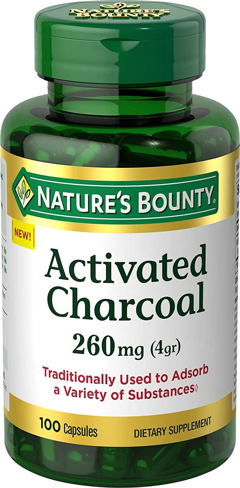 Nature'S Bounty Activated Charcoal 260 Mg, 100 Capsules, Dietary Supplement to Support a Healthy Lifestyle