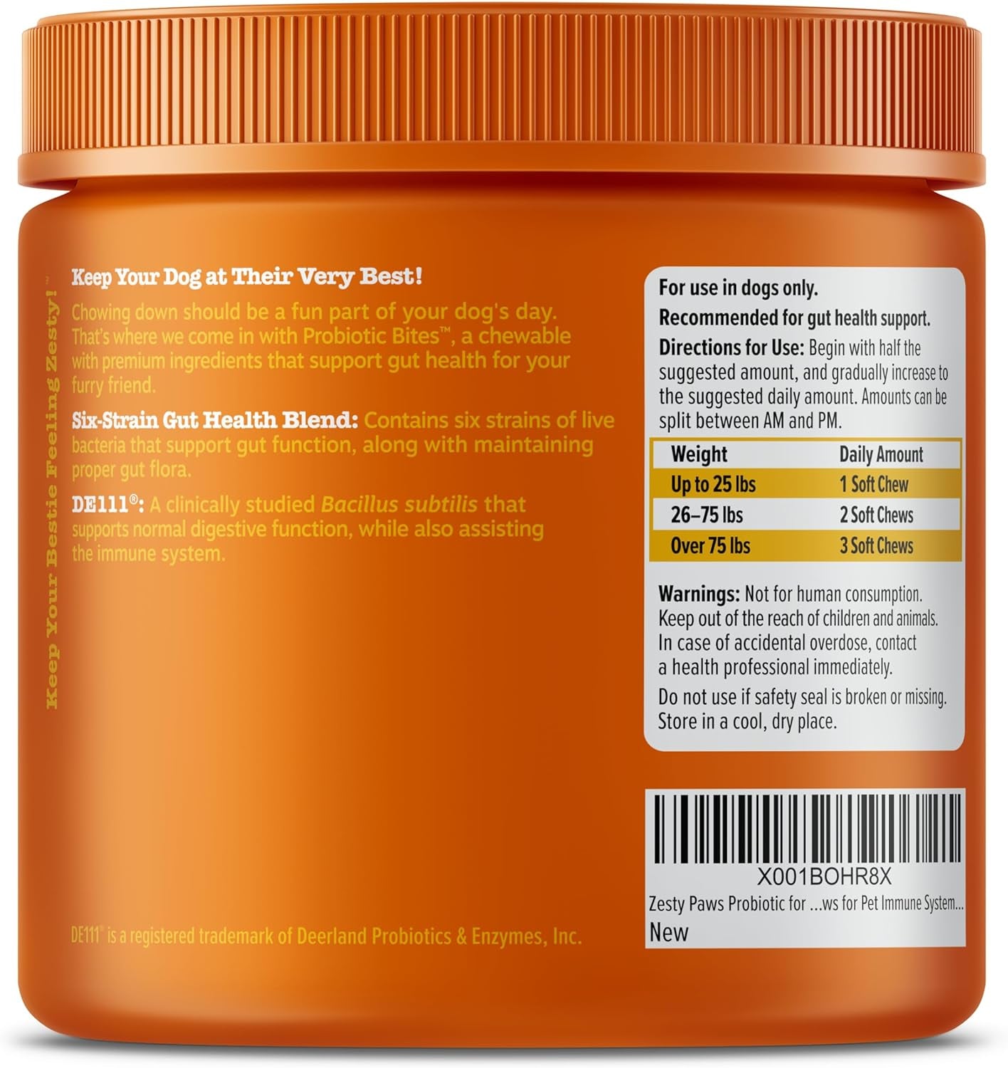 Zesty Paws Probiotics for Dogs - Digestive Enzymes for Gut Flora, Digestive Health, Diarrhea & Bowel Support - Clinically Studied DE111 - Dog Supplement Soft Chew for Pet Immune System - Pumpkin