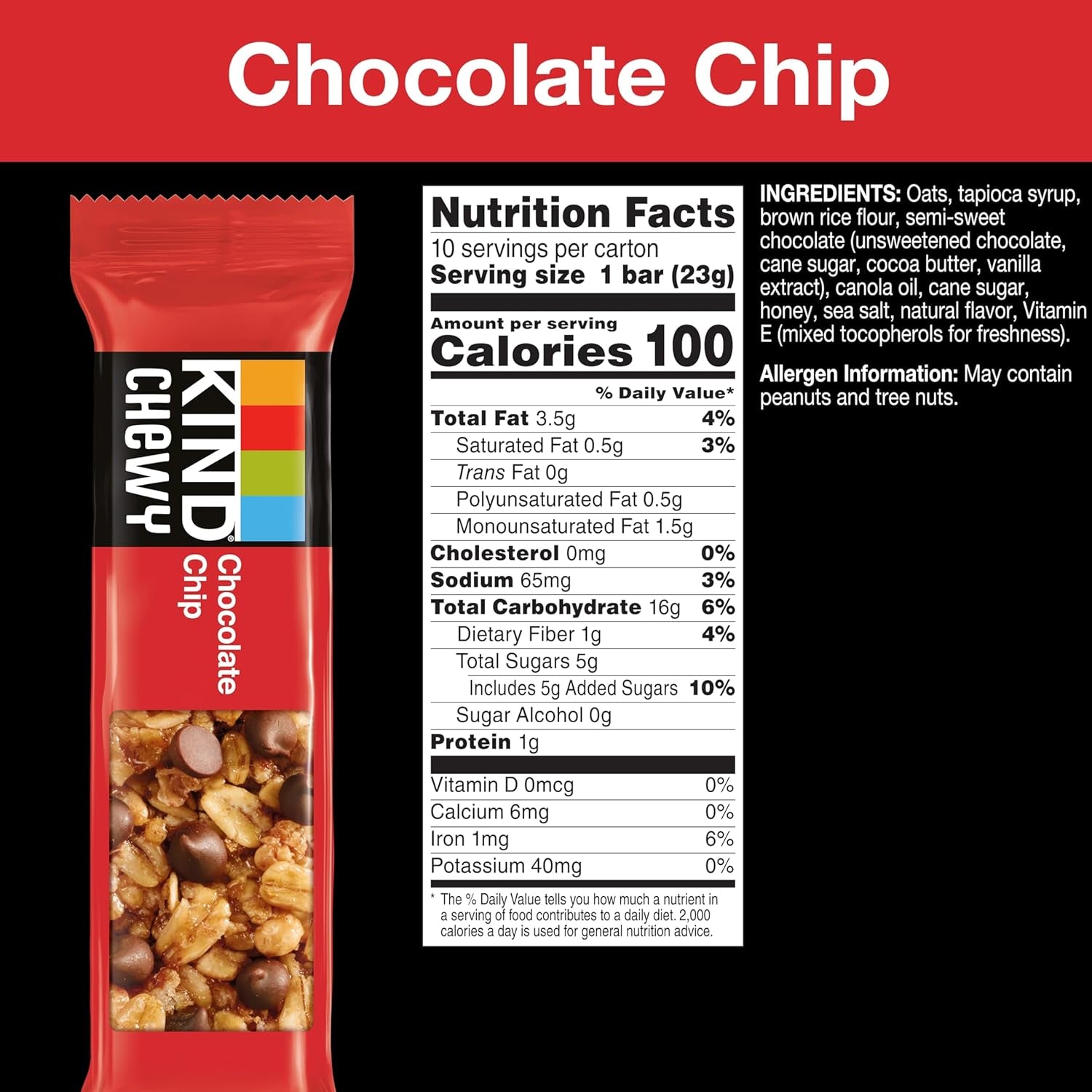 KIND Kids Granola Chewy Bar, Chocolate Chip, 10 Count (6 Pack)